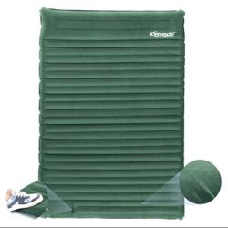 4 Inch Thick Double Sleeping Pad for Camping, Portable Outdoor Air Mattress 2 Person, Lightweight Backpacking Sleeping Mat for Hiking, Tent, Travel