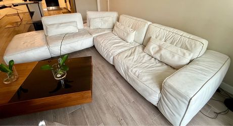 Italian Leather Modular Sectional Sofa – White (Scan Design)
