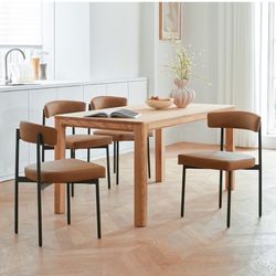 New in box Brown Faux Leather Dining Ch airs Set of 4, 