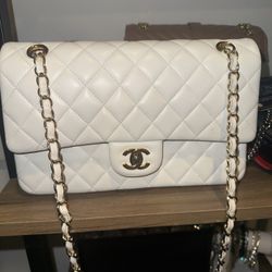 RARE Chanel Lambskin White Gold White Small Classic Double Flap Bag