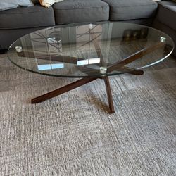 Glass And Wood Coffee Table, Side Table And  Console 