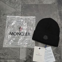 Black Logo Black Moncler Beanie Unisex