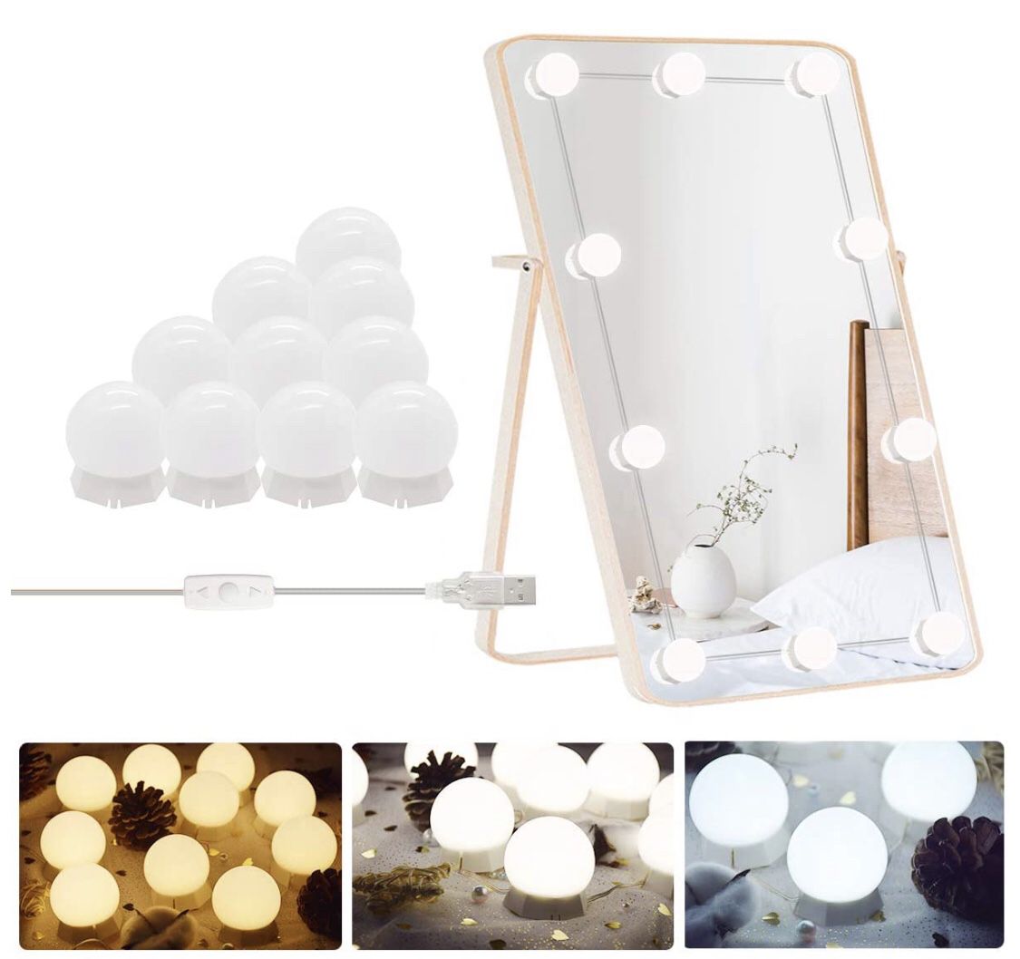 Vanity Lights for Mirror with 10 Dimmable Bulbs, Hollywood Style LED Vanity Light Kit for Makeup, Adjustable Colors and Brightness with Dimmer Switch