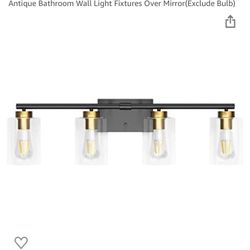 Aipsun 4 Lights Vintage Vanity Light with Clear Glass Shades Antique Bathroom Wall Light Fixtures Over Mirror(Exclude Bulb)