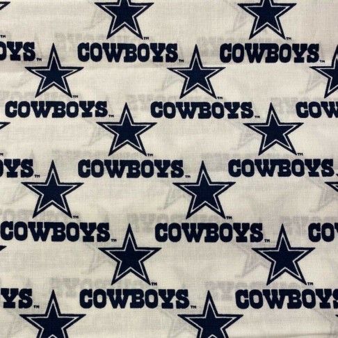 1 Yard Of White Dallas Cowboys Fabric 58" X  36 "