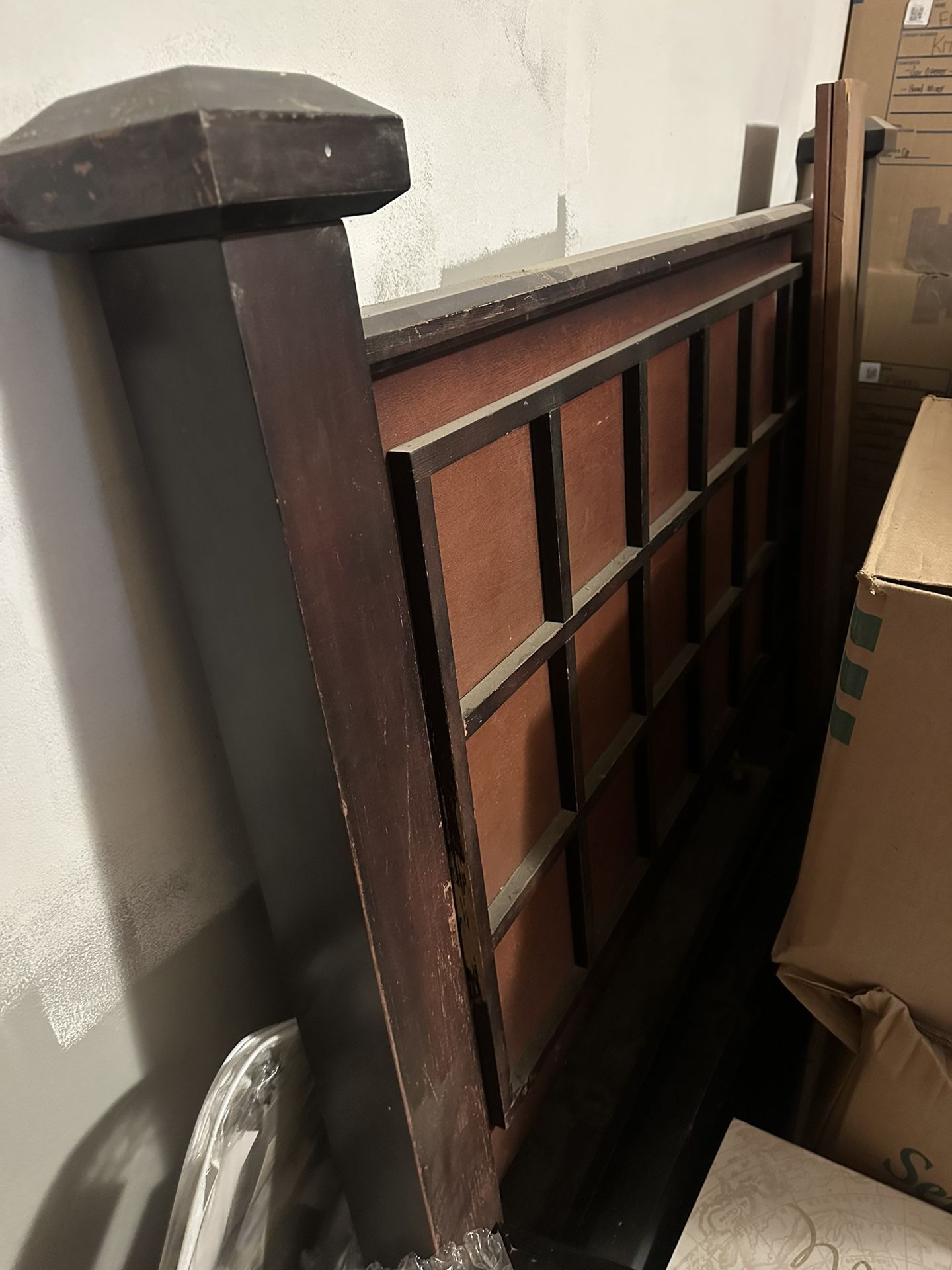 $50 OBO Queen size dark wood, headboard, & footboard
