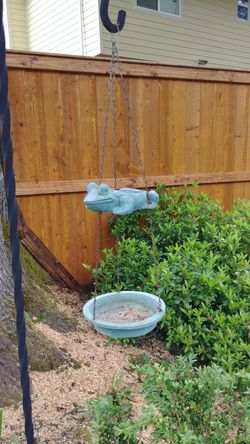 Two tier frog bird feeder