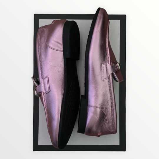 EUC Pink Gucci Metallic Horse Bit Loafer Size 31