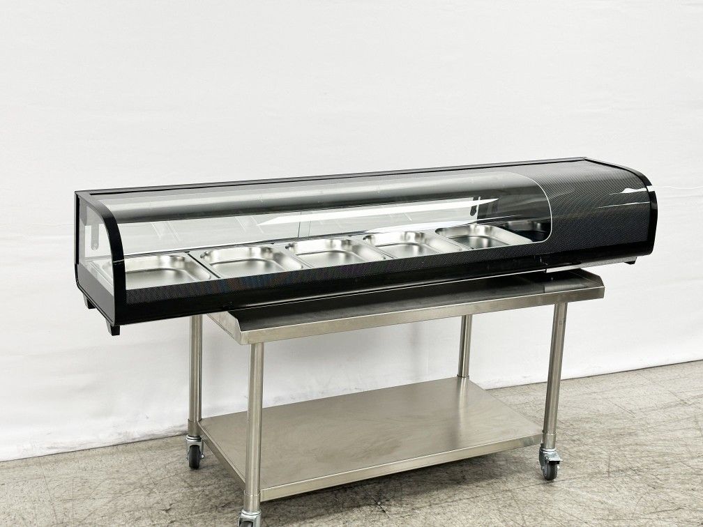 Black Sushi Display Case Curved Glass Refrigerated CS-132

