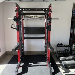 PRO SERIES Ultimate 3-1 Half Rack Functional Trainer w/Smith Machine Bar | 400lb Stack | Gym Equipment | Fitness | Commercial | Squat Rack 