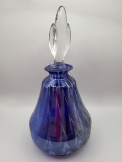Vintage Blue Cobalt Blue Glass Perfume Bottle 