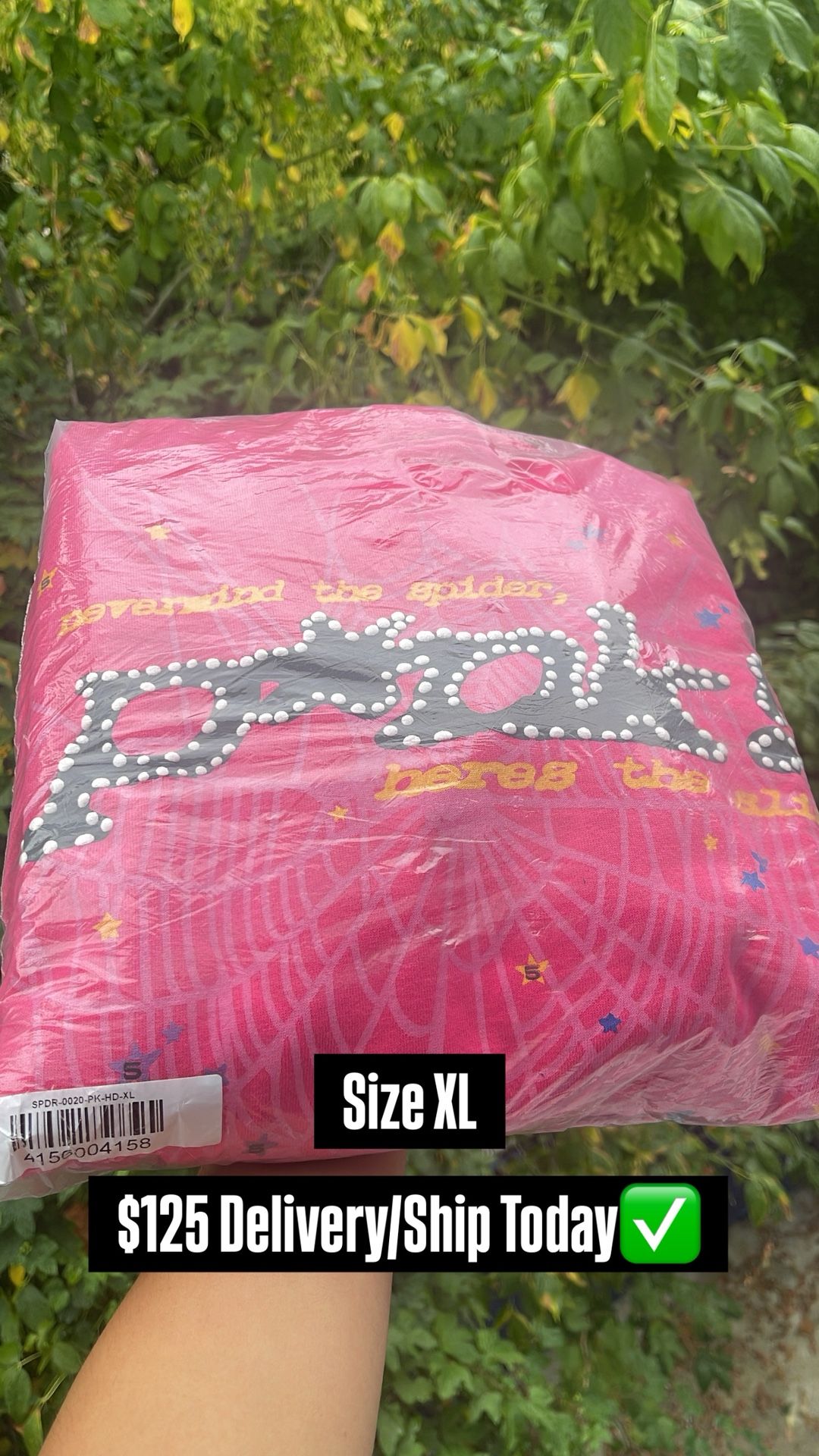 SP5DER PINK PUNK HOODIE