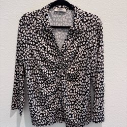 PerSeption Women's Printed Button-Front Blouse