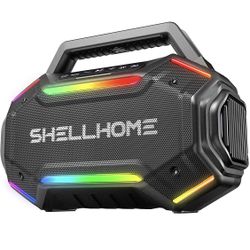 ShellHome Bluetooth 6.0 Speakers Outdoor, 80W(Peak) Loud Speaker with Bass, 30H Playtime, IPX6 Waterproof, RGB Lights, BassUp 2.0, TWS, Portable Large