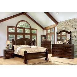 Brand New Cherry 4pc Queen Bedroom Set (Available In California & Eastern King)