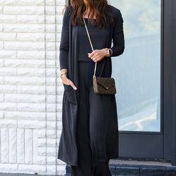 Women's Size L and Size XL 3-Piece Travel Essentials Wardrobe Set, Black, NEW