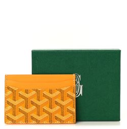 Designer Card Wallet Yellow/Brown Logo Pattern w/ Green Box
