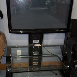 Tiered Glass TV Stand W Panasonic TV