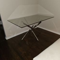 Glass And Chrome Dining Table