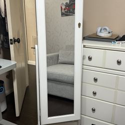 Jewelry Armoire Cabinet with Full Length Mirror