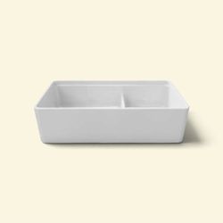 LaToscana Reversible White Fireclay 36 in. Double Bowl Farmhouse Apron-Front Kitchen Sink