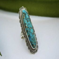 Vintage Style Turquoise Silver Antique Ring 