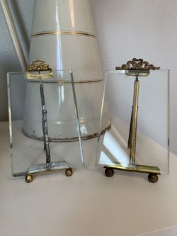 Two - Antique French Brass Glass Frame