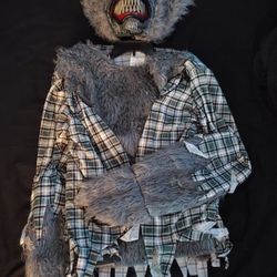 Halloween costume with mask and shirt (fur chest insert)