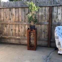 Plant And Unique Wood Stand