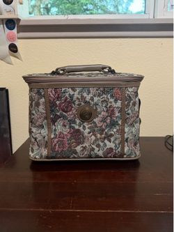 Vintage  Jordache Floral Tapestry Travel Makeup Bag Carry-on - Handle Only