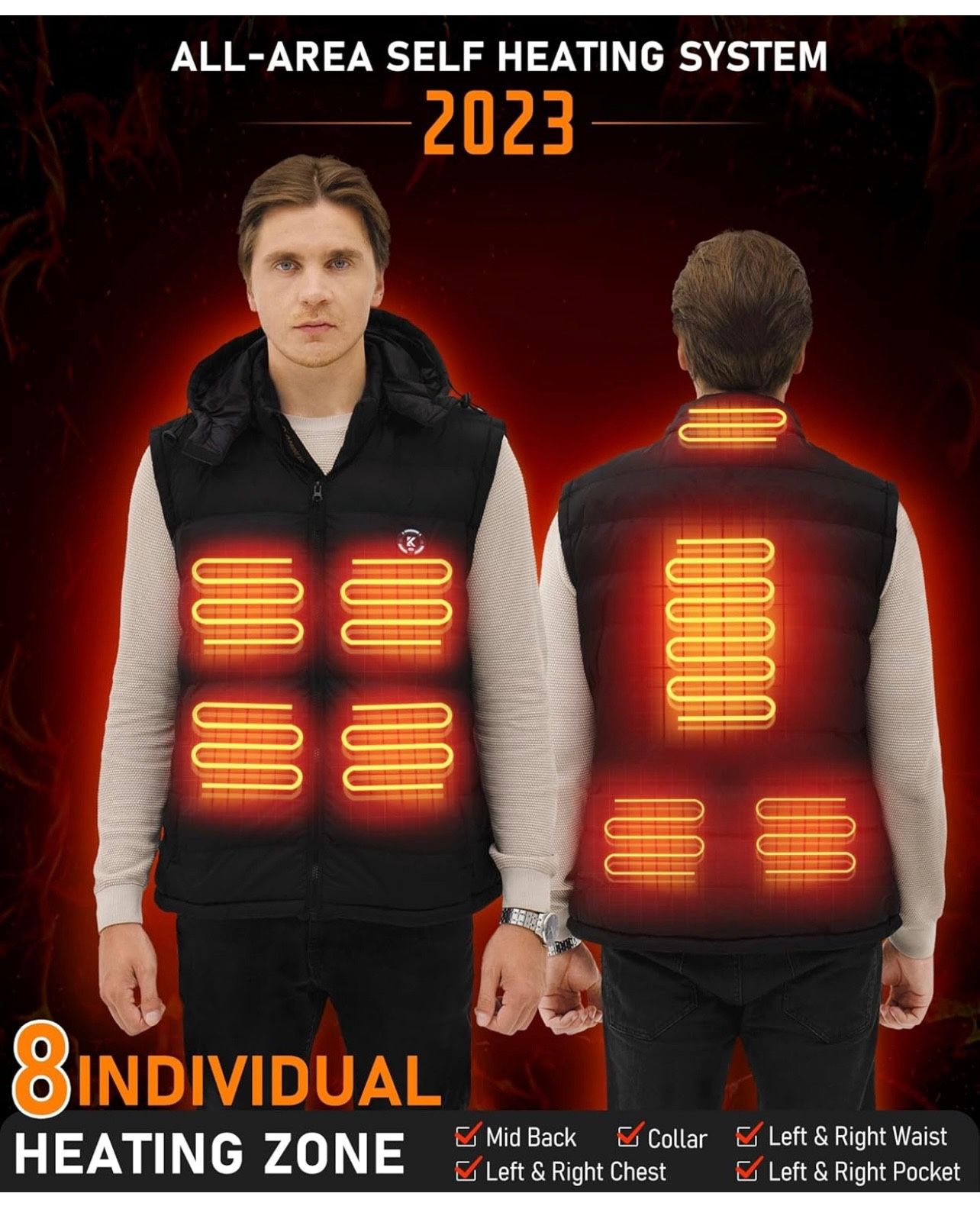 BRAND NEW Heated Vest for Men MEDIUM with 7.5 Hour Lifespan Rechargeable Battery Pack, Lightweight Mens Heat Vest,