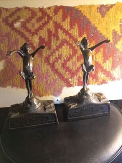 Pair of Art Deco Bronze Dancer Figurine Bookends
