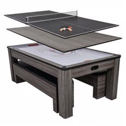 Three-in-one dining table, air hockey, and table tennis