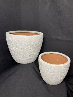 White Lava Ceramic Egg Pots-Garden Planters($35 set of two)