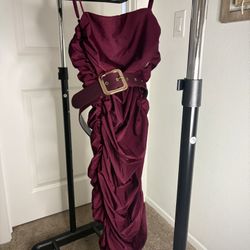 Burgundy ruched Dress