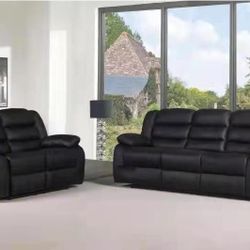 Black Reclining Sofa & Loveseat With Drop Down Console $899