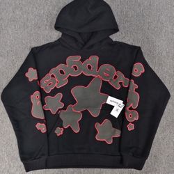 Sp5der Men's Beluga Hoodie Sweatshirt Black/ Red, Size Small