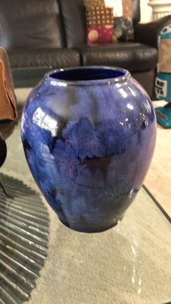 Cobalt Blue Glazed Ceramic Vase