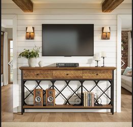 YC0049 70.8" Console Table, 2-Tier Narrow Entryway Table Sofa Table with 3 Drawers