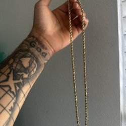Gold Role Chain + Hundred Pendant 