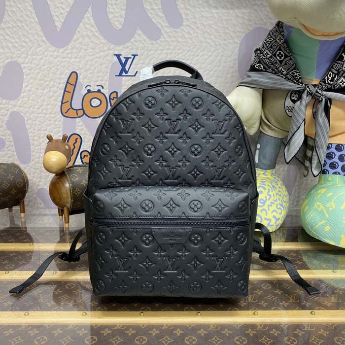Authentic New Louis Vuitton Black Calf Leather Monogram Discovery Backpack  