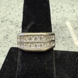 10KT White Gold Ring W/ Channeled Diamonds 39267-1 