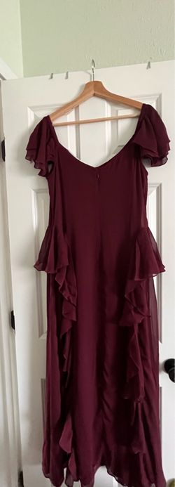 Wine red  Chiffon Ruffle Maxi Dress Size 8