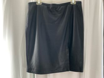 Black Real Leather Pencil Mini Skirt, size 12