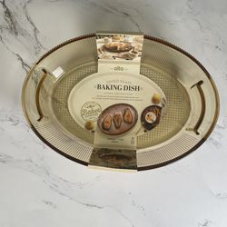 New Alta Warm Gray Tinted Oval Baking Dish Amber Collection 