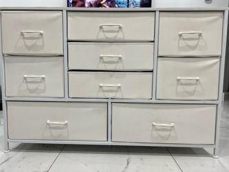 White Fabric Storage Dresser – 9 Drawers / Organizer Unit