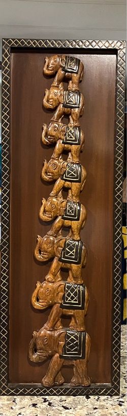 Elephant wooden wall panel