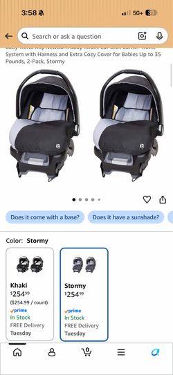 Twin stroller with car seats and base