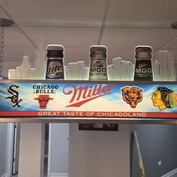 Miller Beer Chgo Sports Teams Pool Rable Light