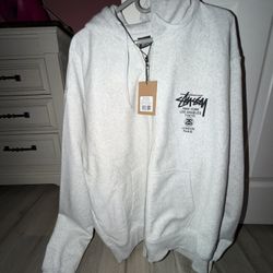 Stussy World Tour Zip Hoodie 'Ash Heather' XXL